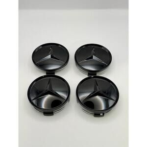 Set of 4 Mercedes Benz Center Hub Caps All Gloss Black 75mm Fits Most Models